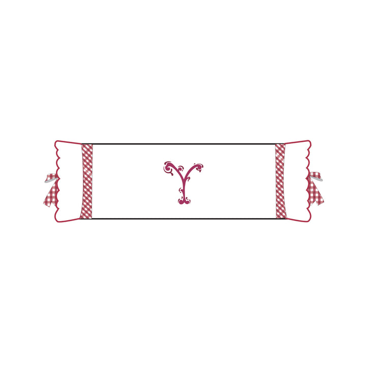 Seferî Flower Garden Bolster Cushion Cover with Monogram Embroidery - Pink