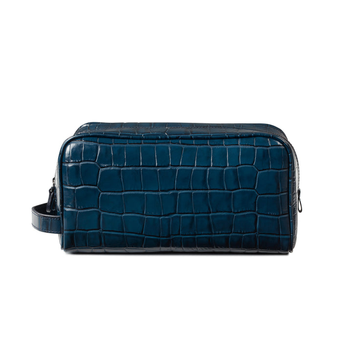 Crocodile Effect Leather Cosmetic Bag