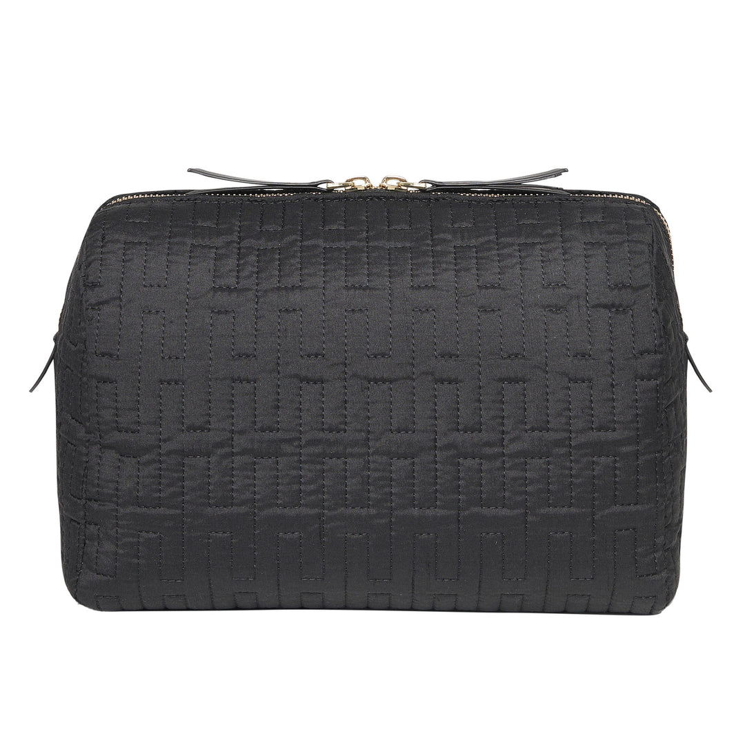 Freesia H Quilted Make-up Bag - Black