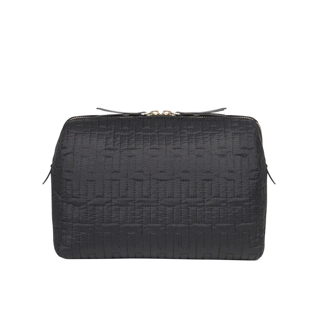 Freesia H Quilted Make-up Bag - Black