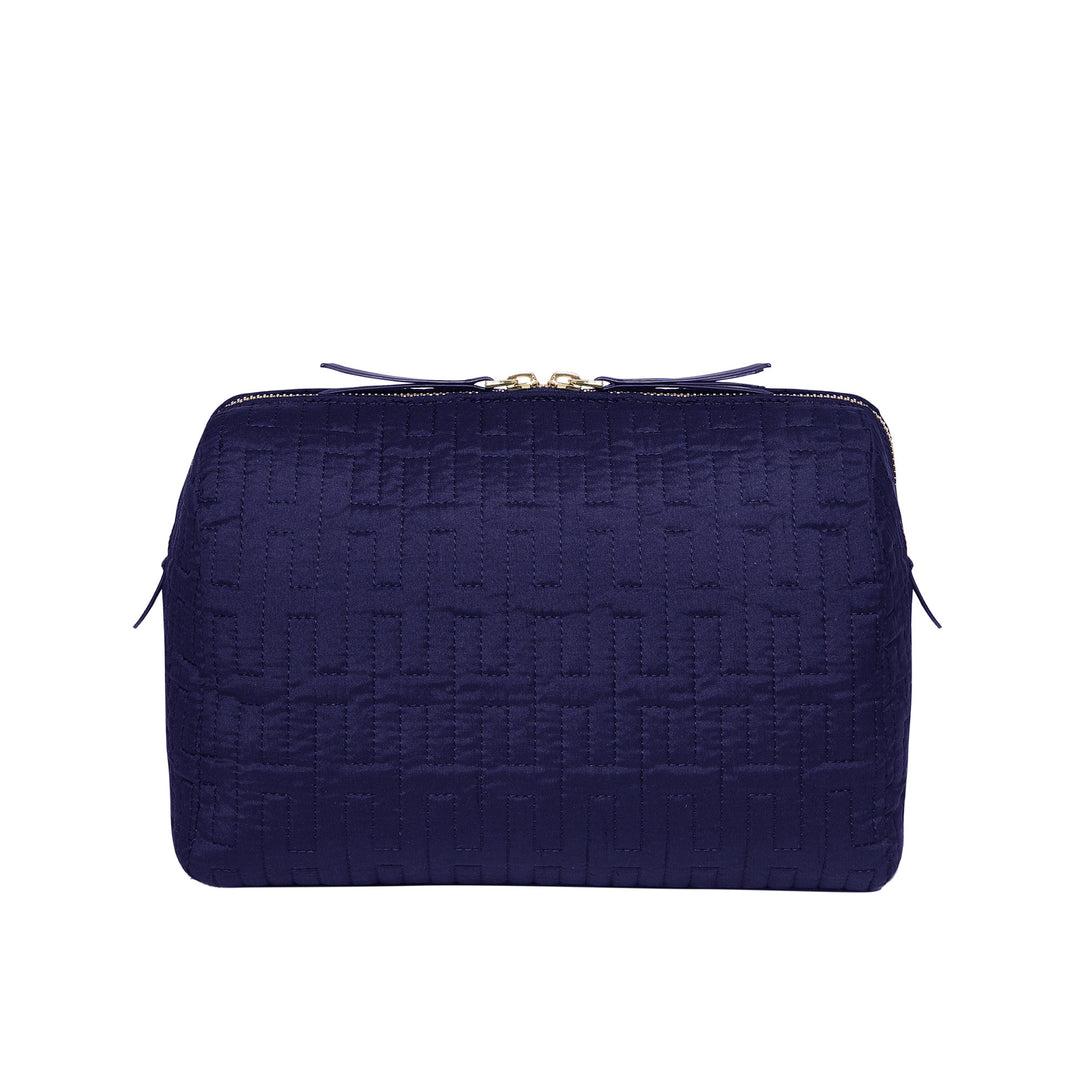 Freesia H Quilted Make-up Bag - Navy