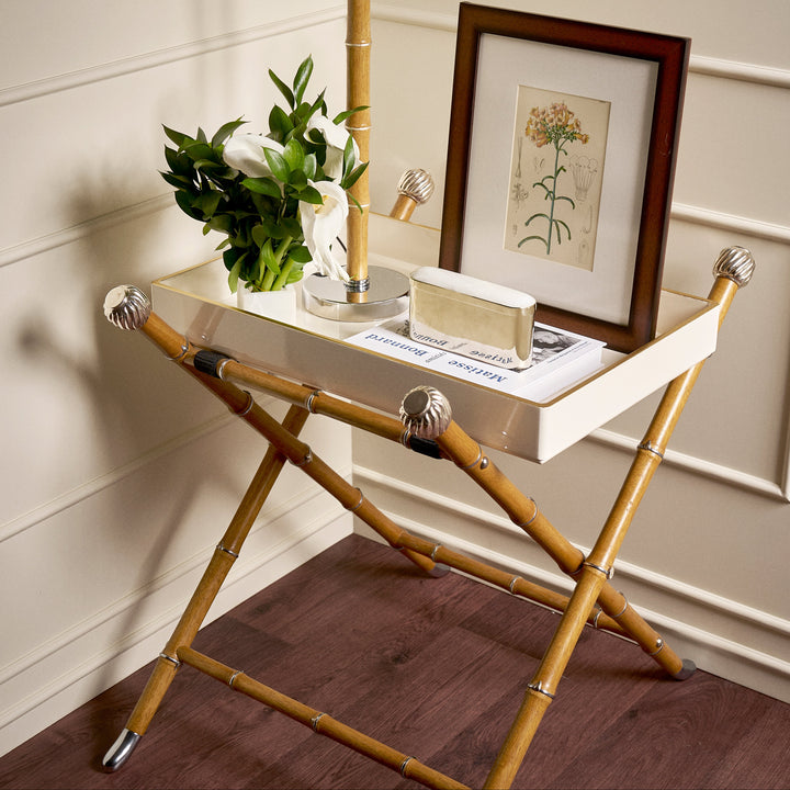 Turban Lacquered Tray Table - White