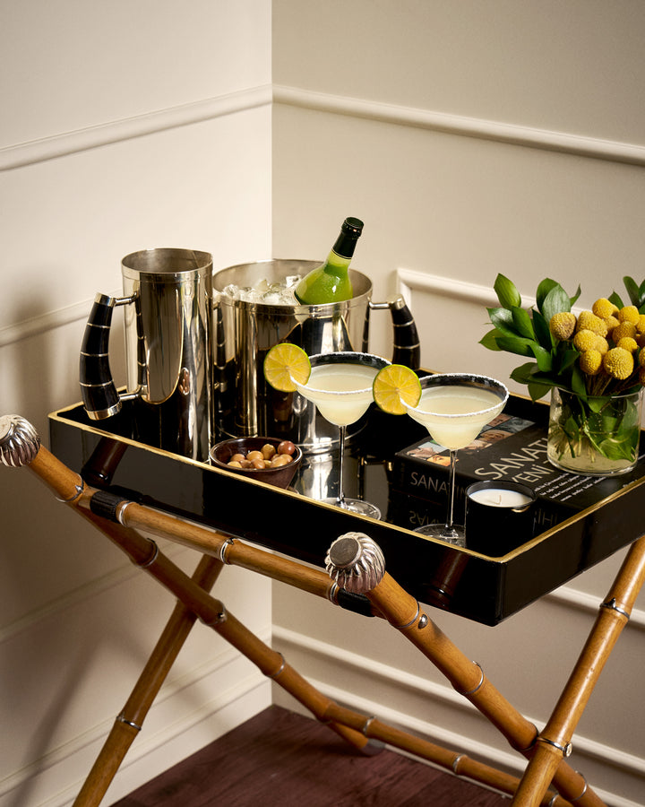 Turban Lacquered Tray Table - Black