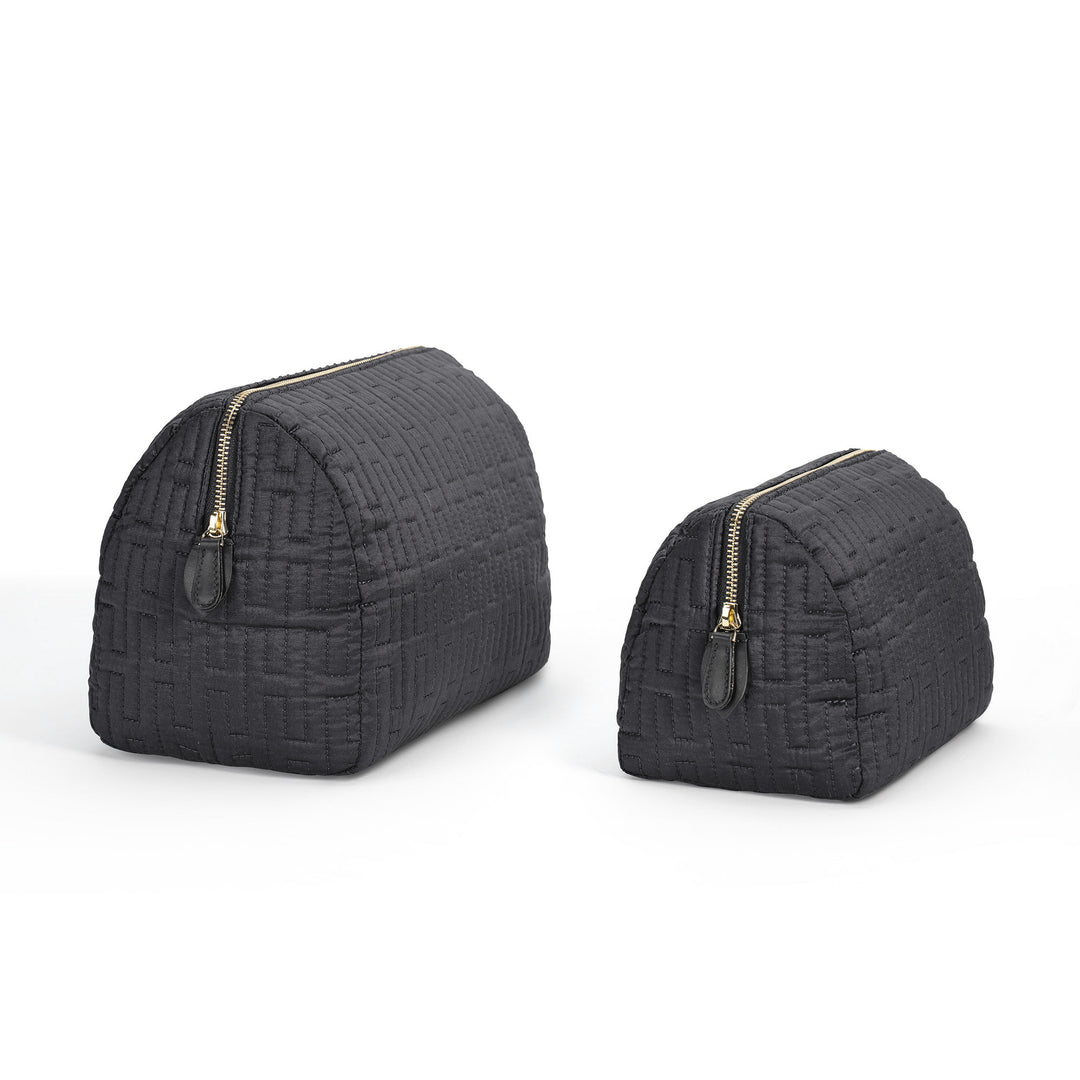 Freesia H Quilted Make-up Bag - Black