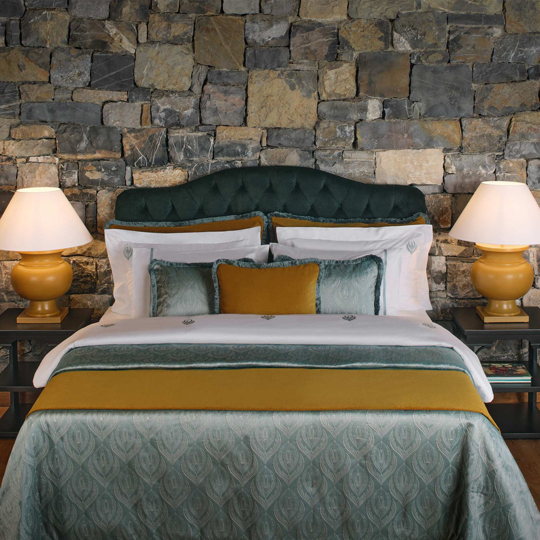 Lumina Jacquard Bed Cover - Forest Green