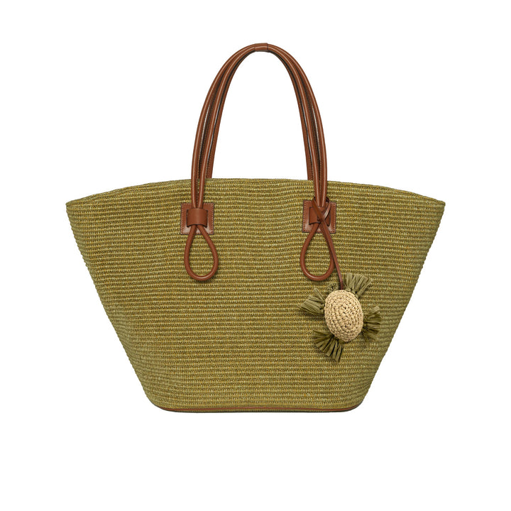 Turtle Raffia Charm - Beige/Green