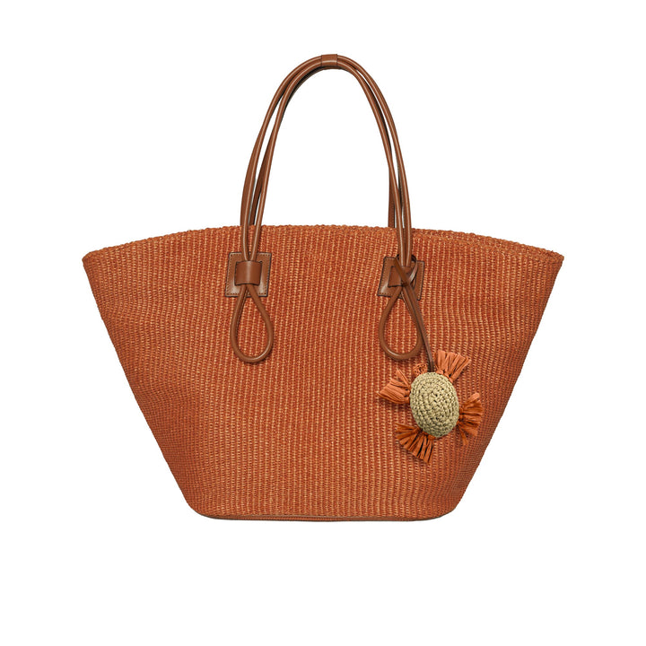 Turtle Raffia Charm - Beige/Orange