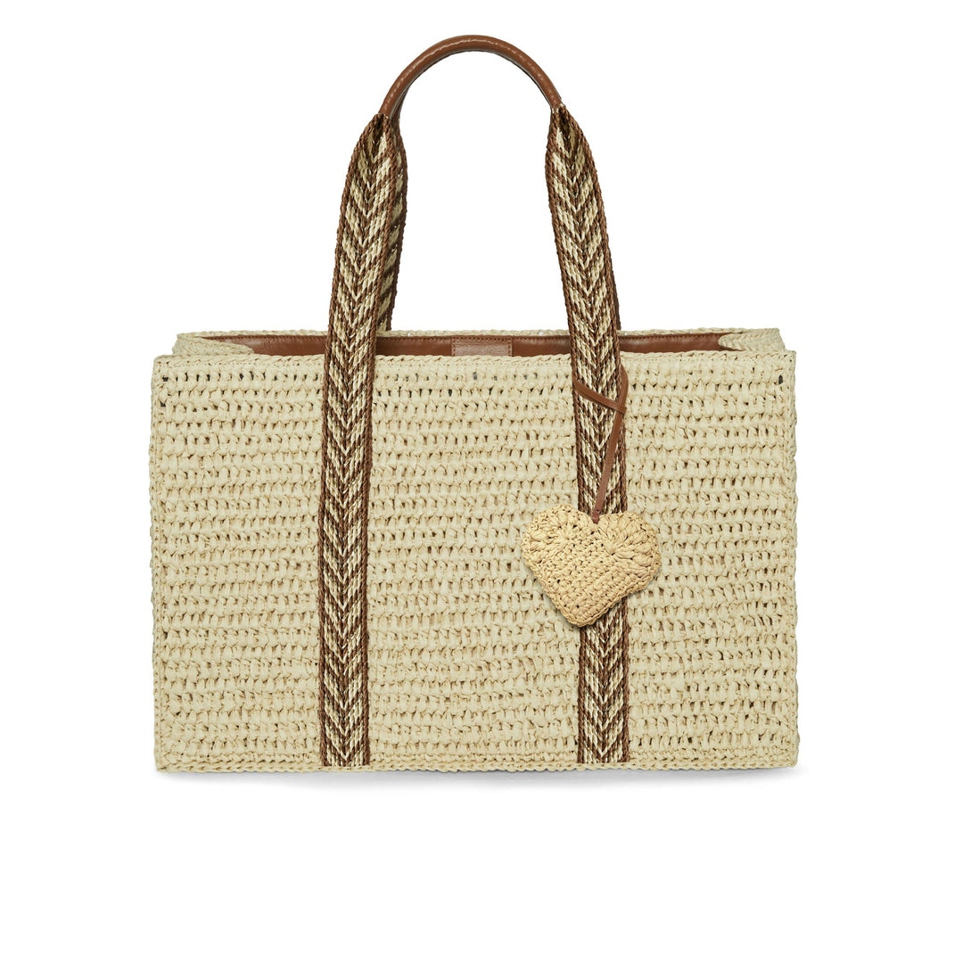 Heart Raffia Charm - Beige
