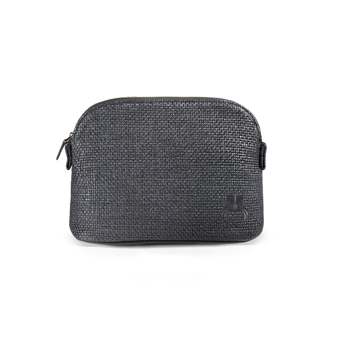 Raffia Make-up Bag - Black