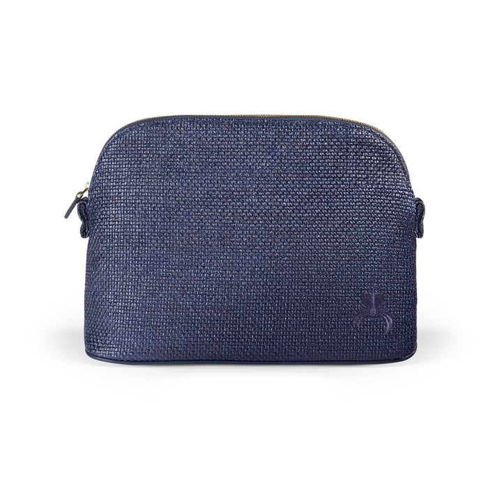 Raffia Make-up Bag - Navy