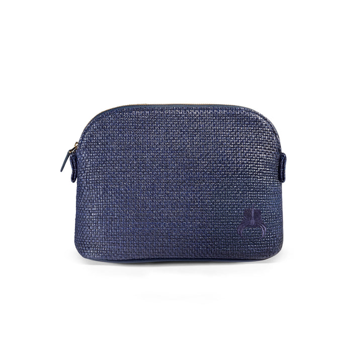 Raffia Make-up Bag - Navy