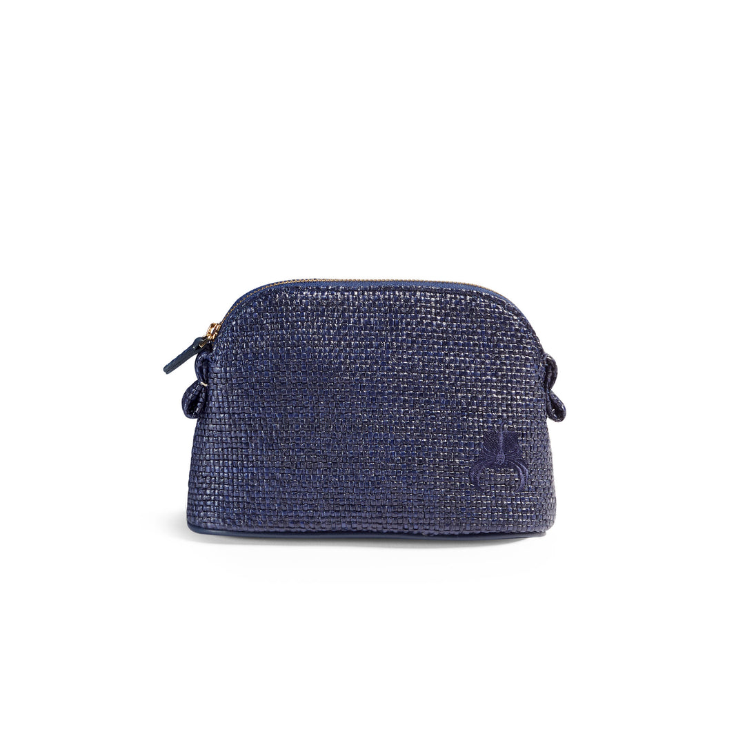 Raffia Make-up Bag - Navy