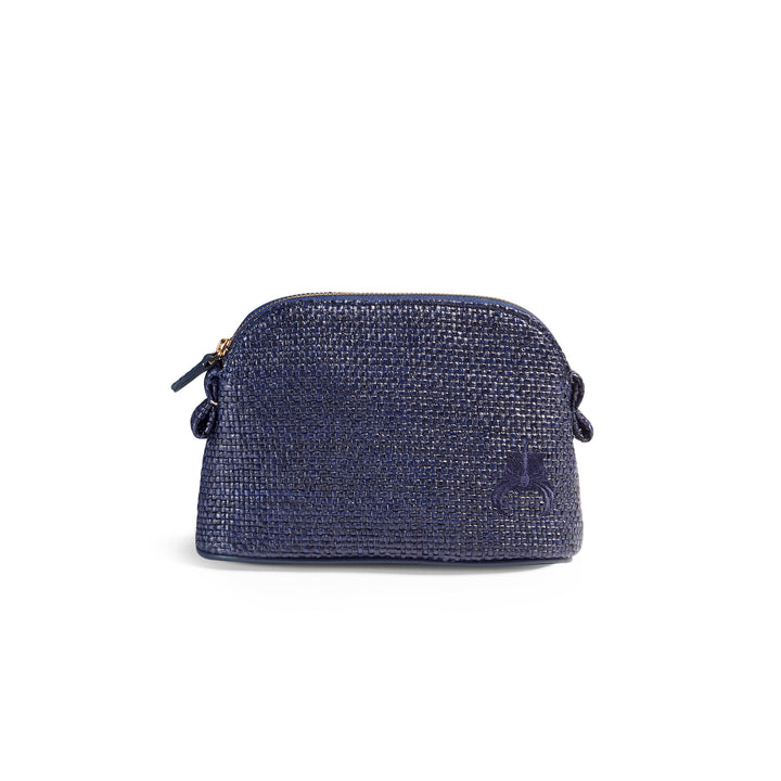 Raffia Make-up Bag - Navy