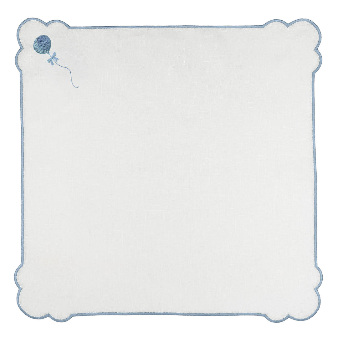 Seferî Embroidered Napkin - Joyful Lambs - Blue -  Set of 4