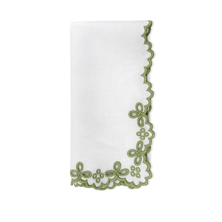 Seferî Linen Napkin with Light Green Embroidery