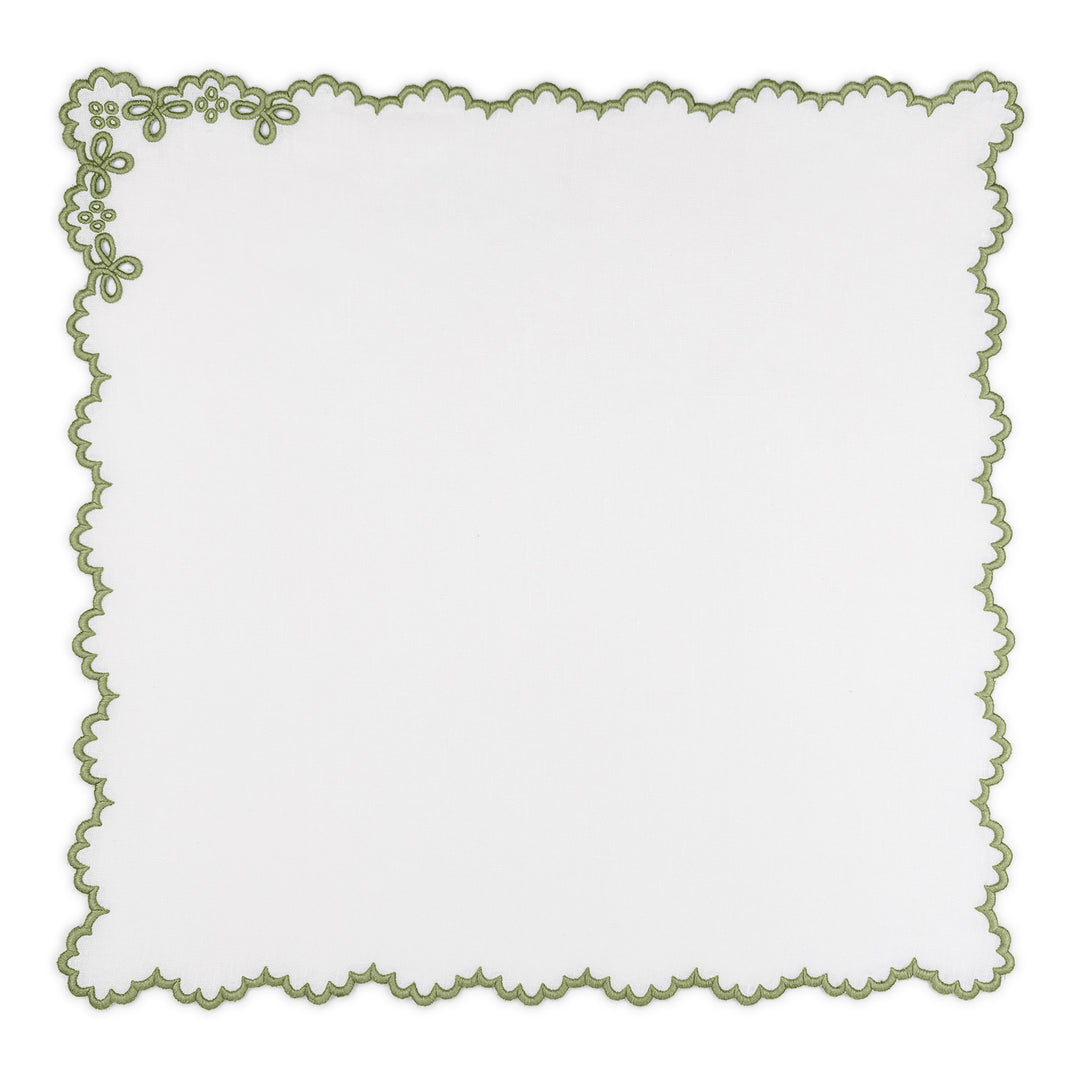Seferî Linen Napkin with Light Green Embroidery