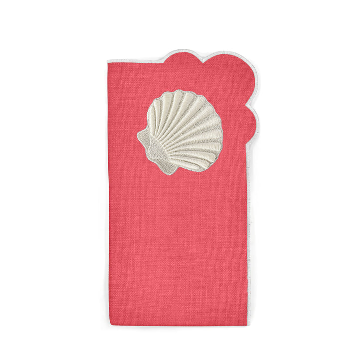 Seferî Embroidered Napkin - Under the Sea - Coral - Set of 4