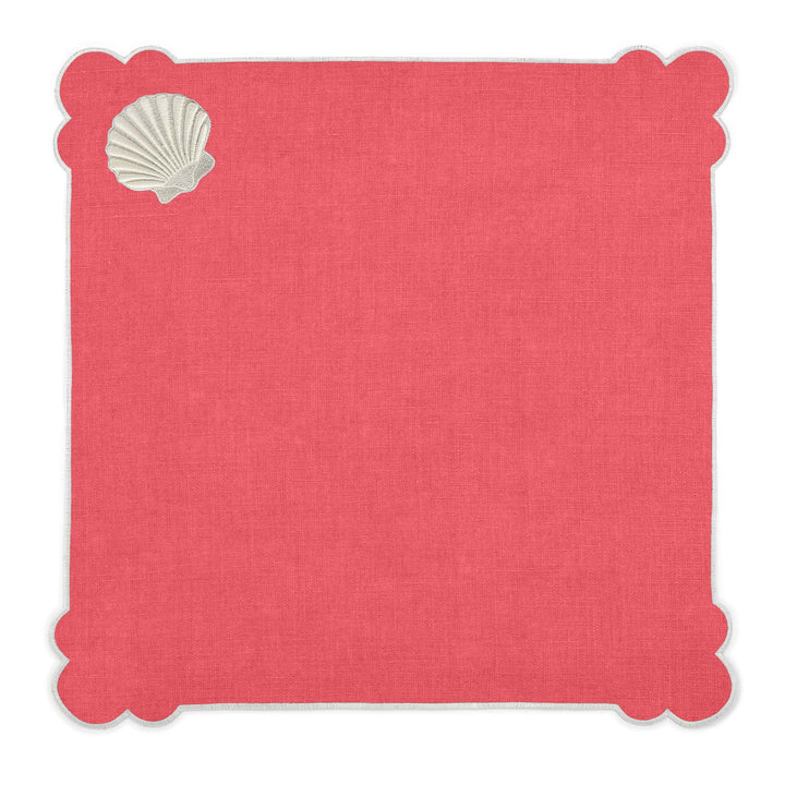 Seferî Embroidered Napkin - Under the Sea - Coral - Set of 4