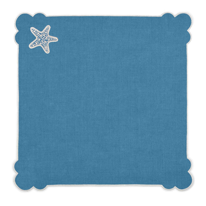 Seferî Embroidered Napkin - Under the Sea - Blue - Set of 4