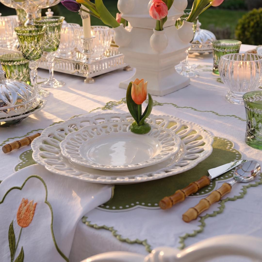 Seferî Embroidered Napkin - Tulip Garden - Set of 4