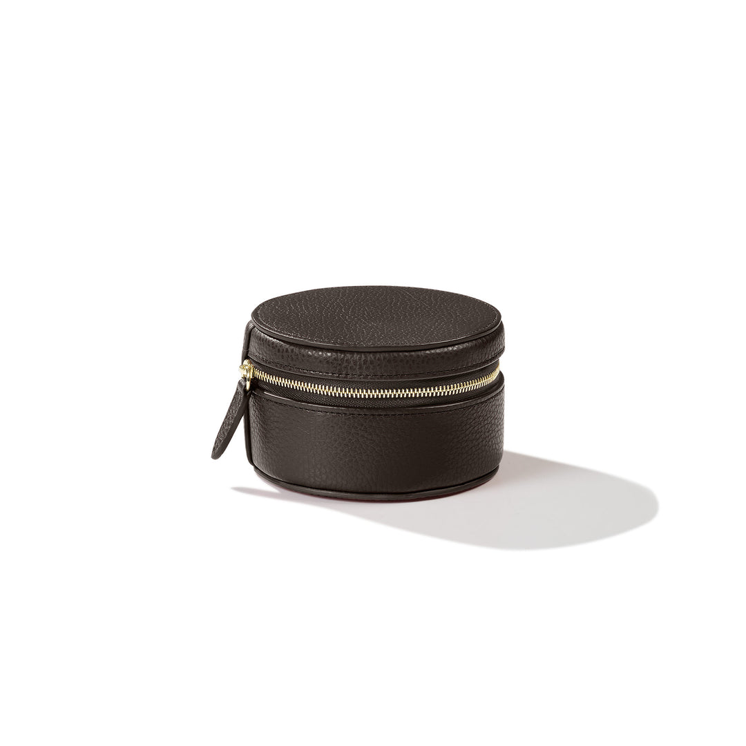 Leather Round Accessory Box - Small