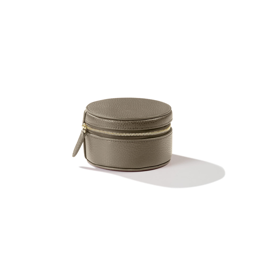 Leather Round Accessory Box - Small