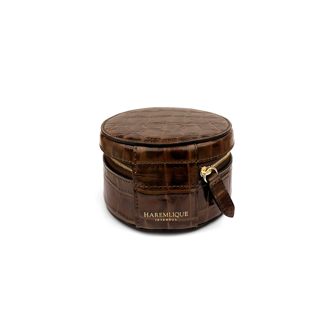 Crocodile Effect Round Accessory Box - Small