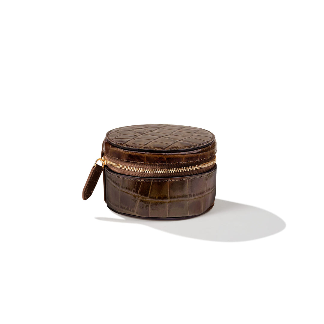 Crocodile Effect Round Accessory Box - Small