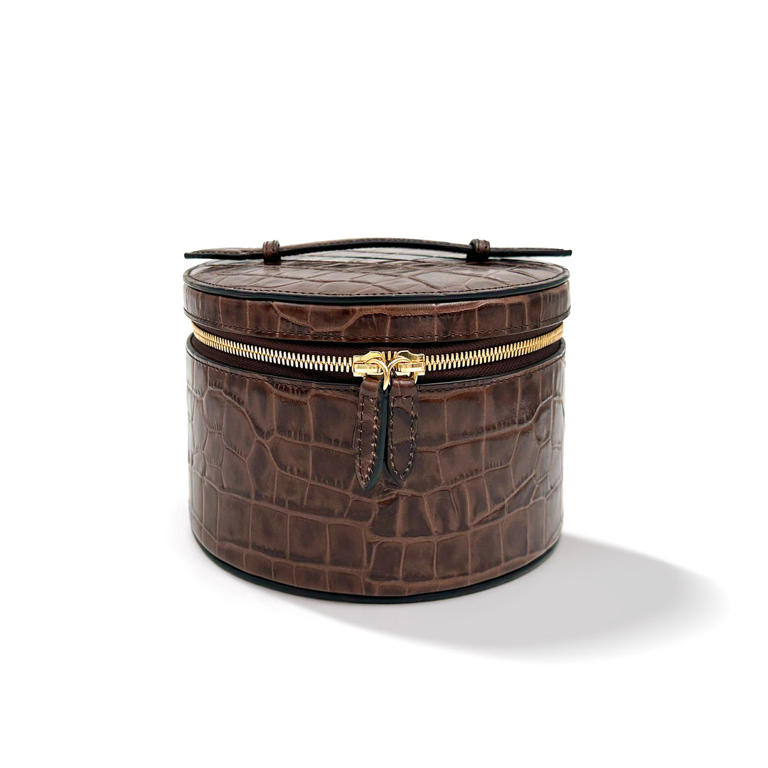 Crocodile Effect Round Accessory Box - Large