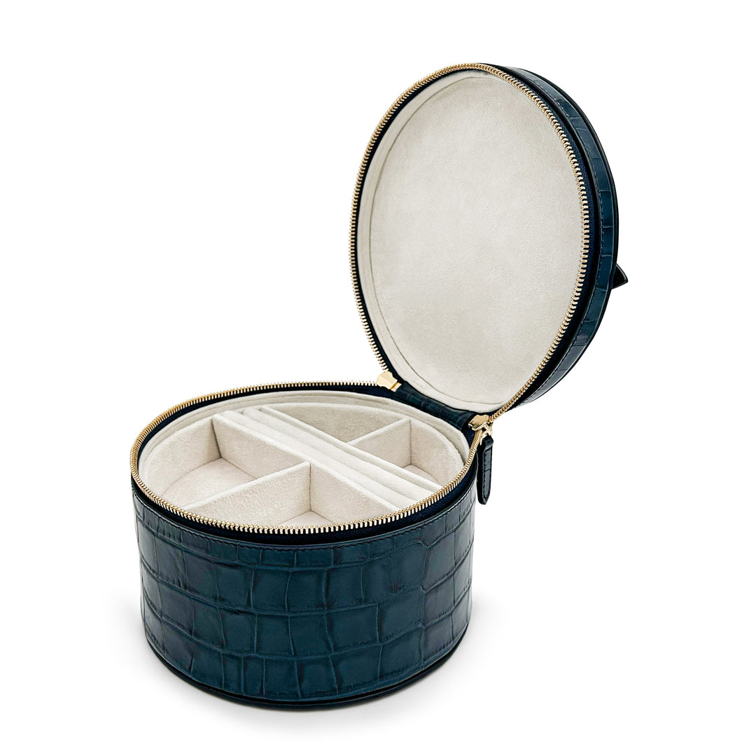 Crocodile Effect Round Accessory Box - Large