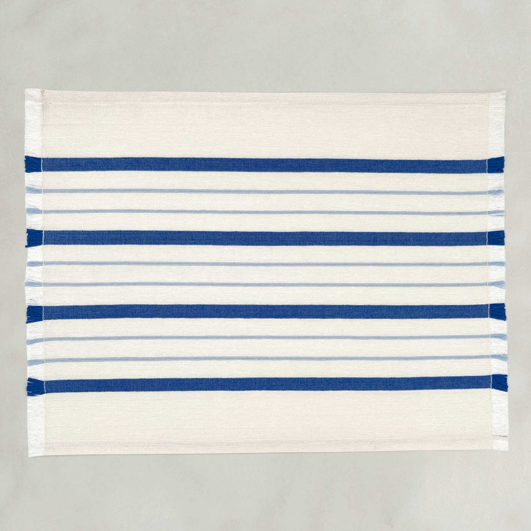 Handwoven 4-Piece Table Set – Blue Striped