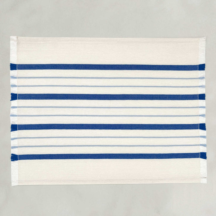 Handwoven 4-Piece Table Set – Blue Striped
