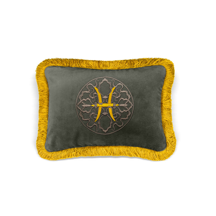 Zodiac Decorative Cushion - Grey/Yellow