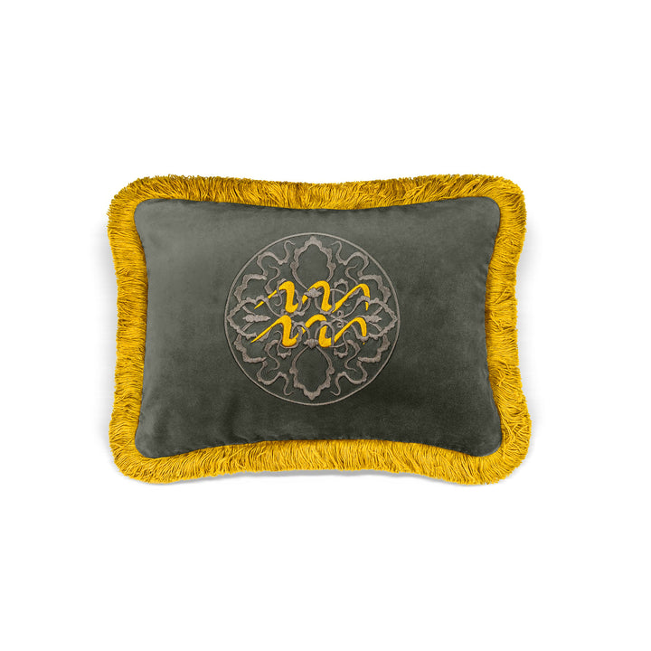 Zodiac Decorative Cushion - Grey/Yellow