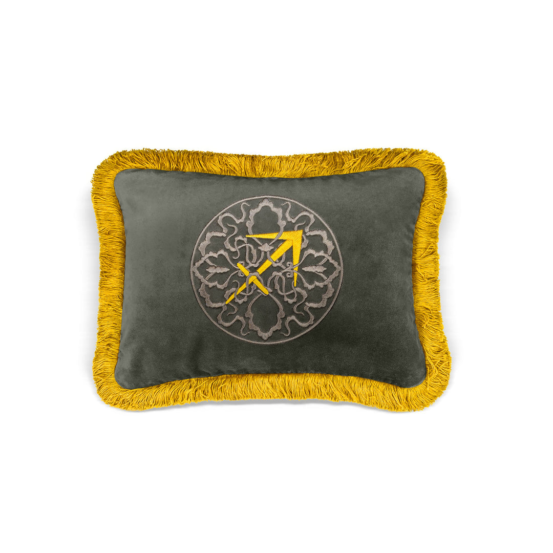 Zodiac Decorative Cushion - Grey/Yellow