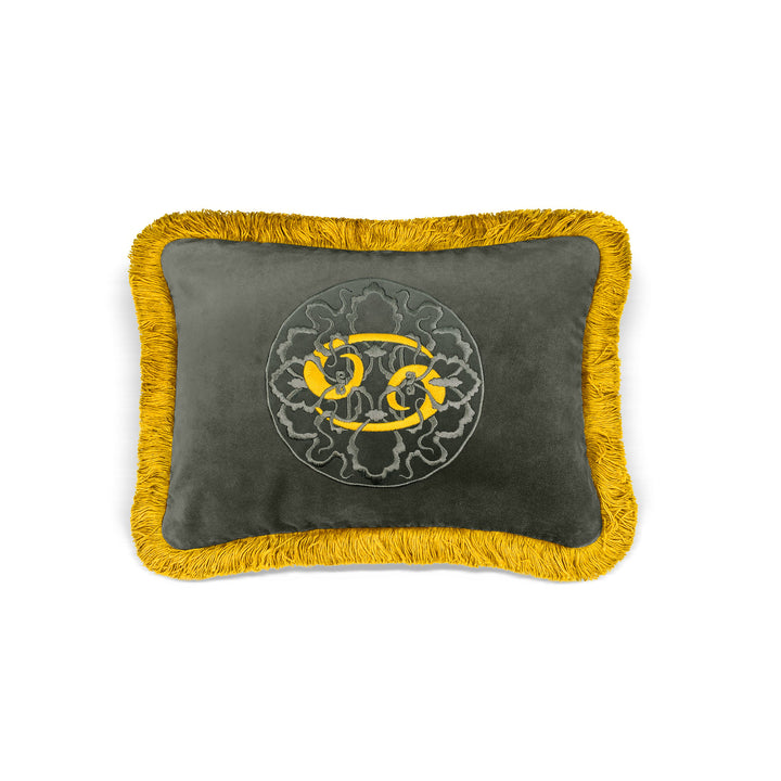 Zodiac Decorative Cushion - Grey/Yellow