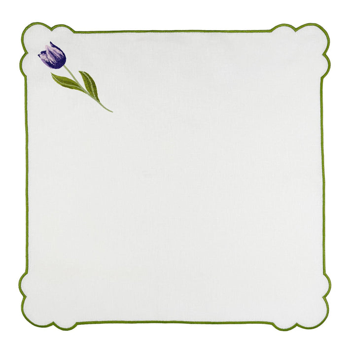 Seferî Embroidered Napkin - Tulip Garden - Set of 4