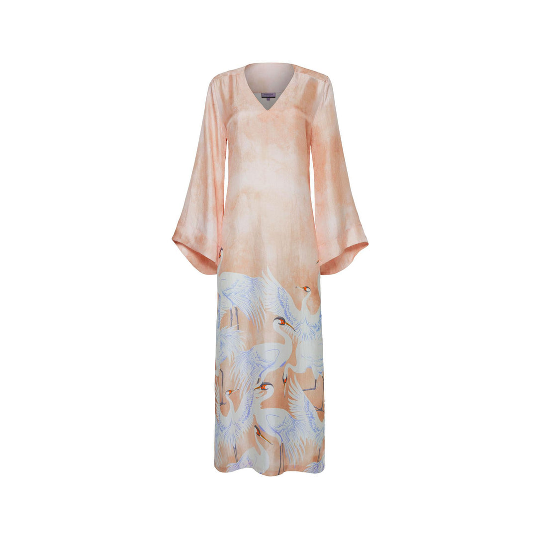 Crane Silk Long Kaftan