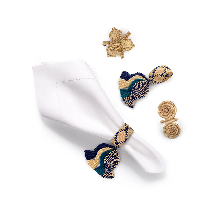 Woven Napkin Ring with Floral Pattern – Beige