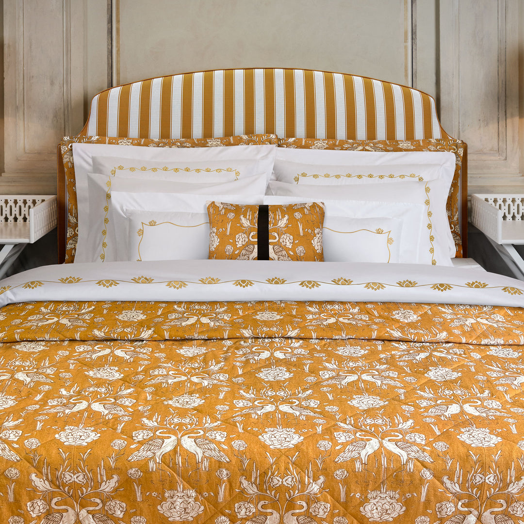 Everbound Decorative Cushion with Band Detail - Mustard - 35x50 cm