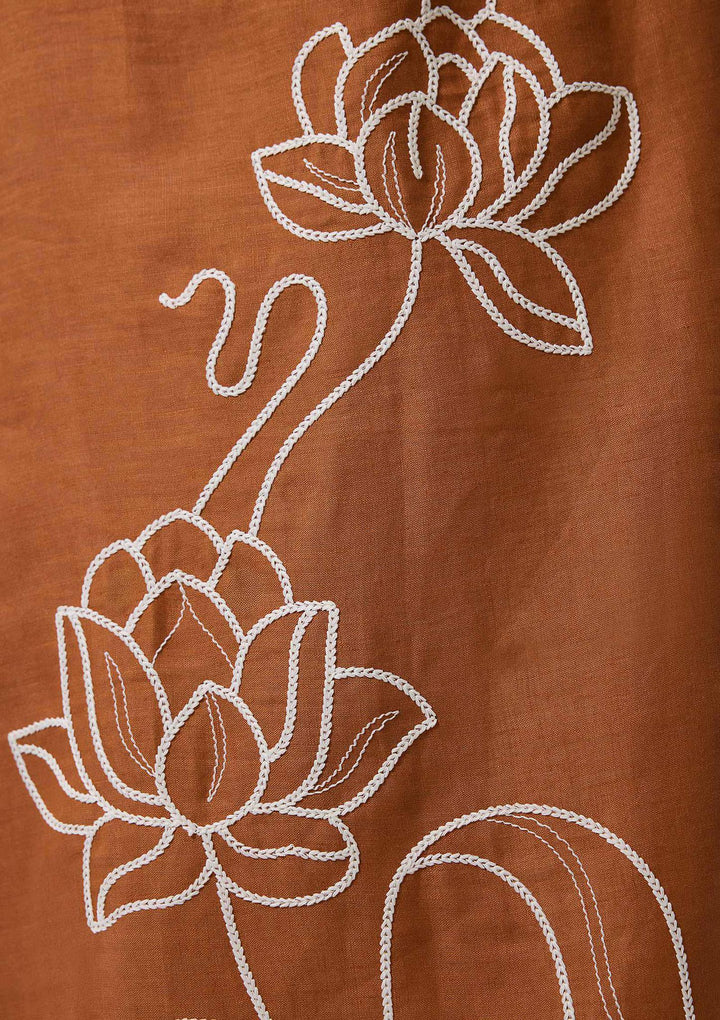 Lotus Flow Embroidered Midi Dress