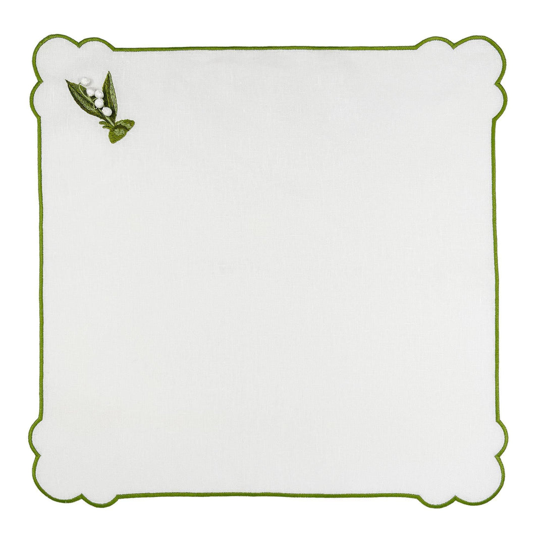 Seferî Embroidered Napkin - Lily of the Valley - White - Set of 4