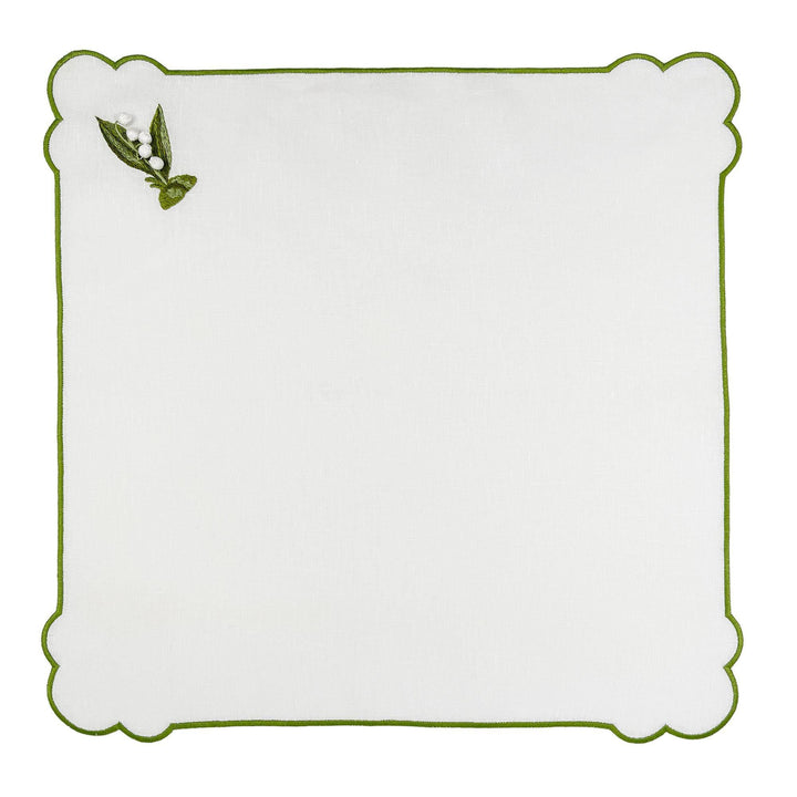 Seferî Embroidered Napkin - Lily of the Valley - White - Set of 4
