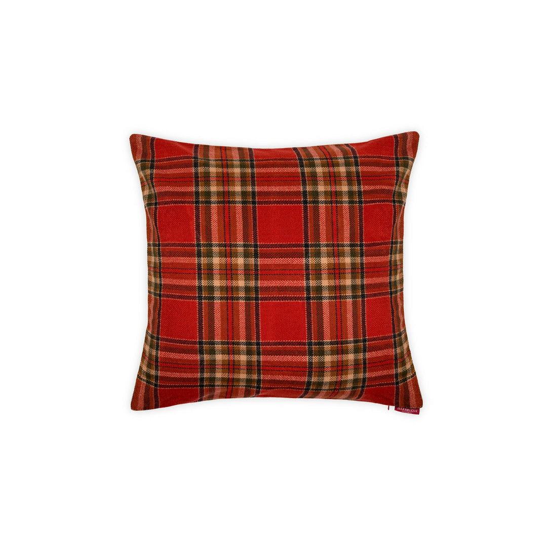 Deer Embroidered Plaid Decorative Cushion