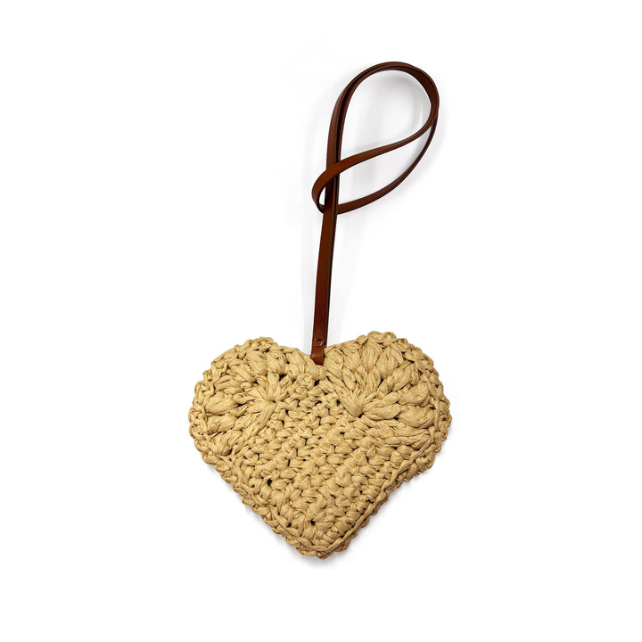 Heart Raffia Charm - Beige