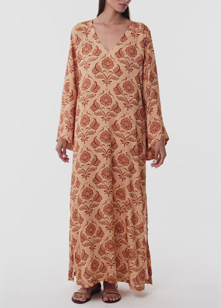 Lotus Long Kaftan - Cinnamon