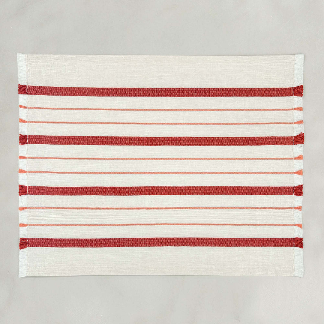 Handwoven 4-Piece Table Set – Red Striped