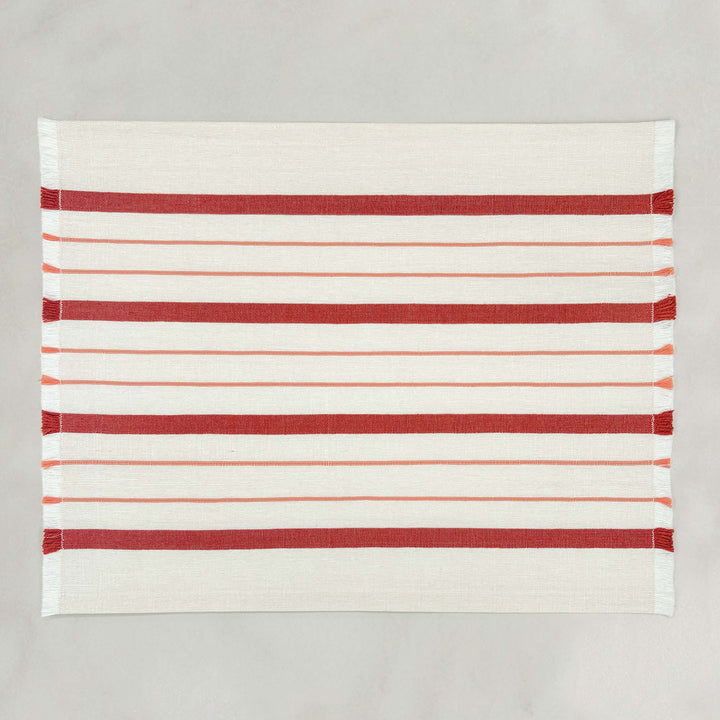 Handwoven 4-Piece Table Set – Red Striped