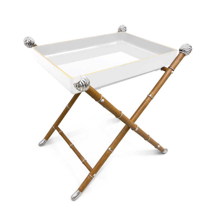 Turban Lacquered Tray Table - White