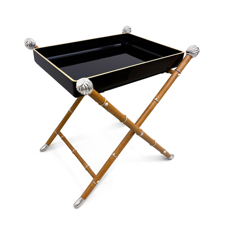 Turban Lacquered Tray Table - Black